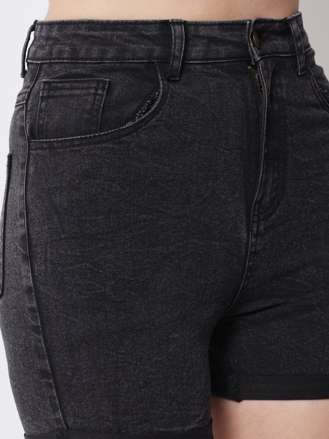 Kotty Women Black High-Rise Denim Shorts