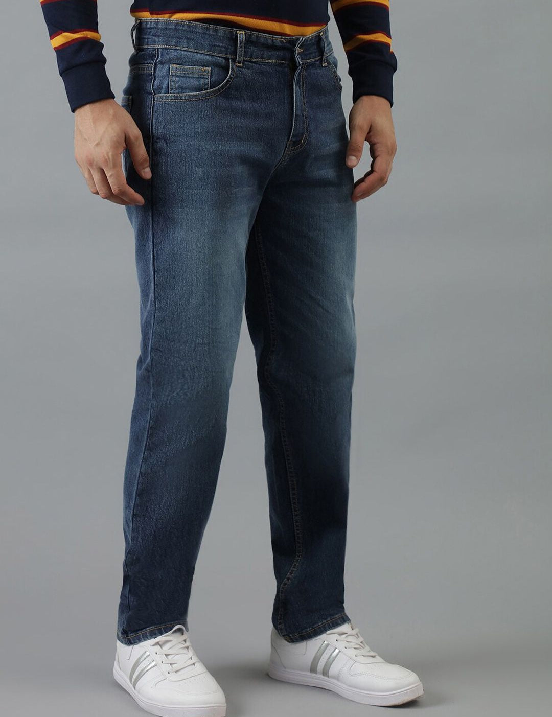 Kotty Men Blue Jean Slim Fit Clean Look Low-Rise Light Fade Stretchable Jeans