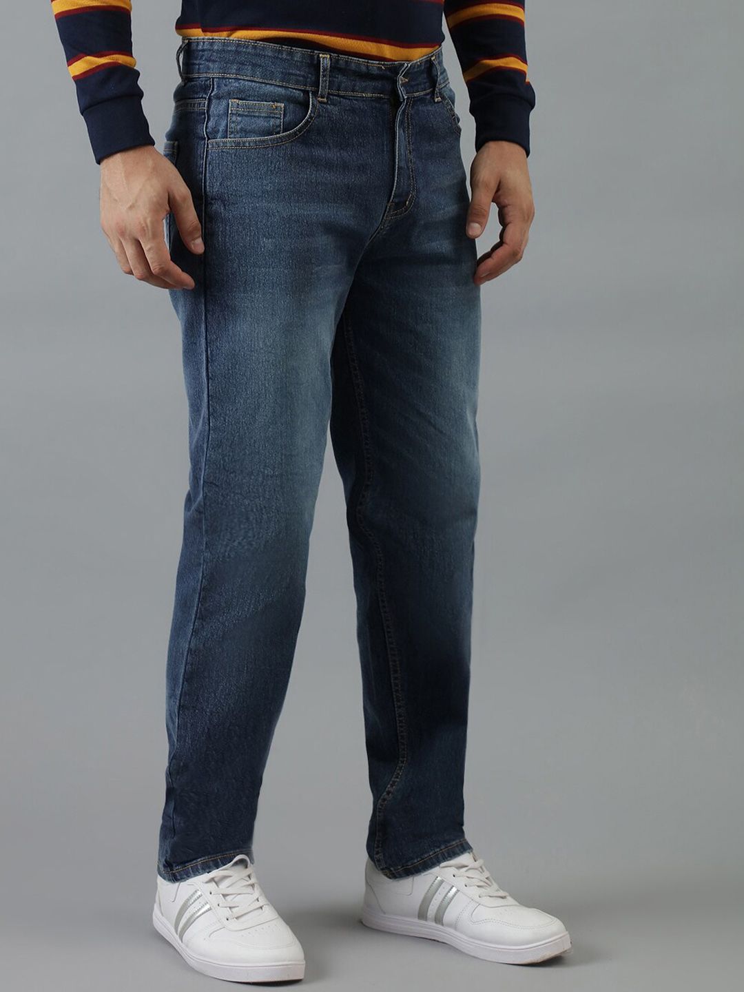 Kotty Men Blue Jean Slim Fit Clean Look Low-Rise Light Fade Stretchable Jeans