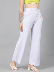 Kotty Women Purple Relaxed Straight Leg Fit High-Rise Easy Wash Parallel Trousers