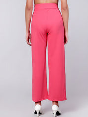 Kotty Women Pack Of 2 Relaxed Straight Leg High-Rise Straight Fit Easy Wash Trousers