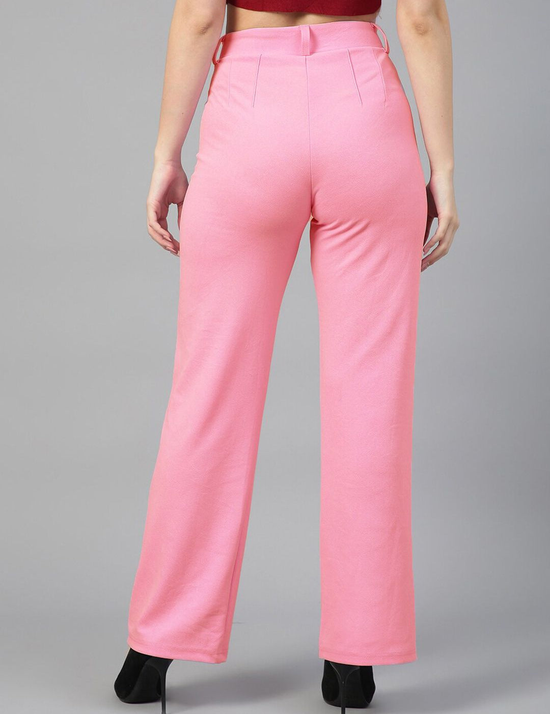 Kotty Women Relaxed Straight Fit High-Rise Easy Wash Trousers