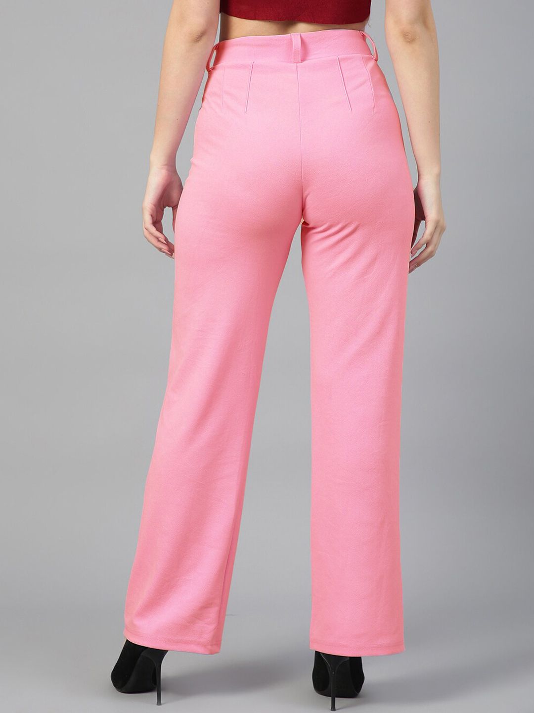 Kotty Women Relaxed Straight Fit High-Rise Easy Wash Trousers