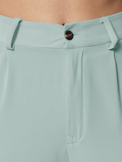 KOTTY BIZwear Women Green Relaxed Straight Leg Straight Fit High-Rise Trousers