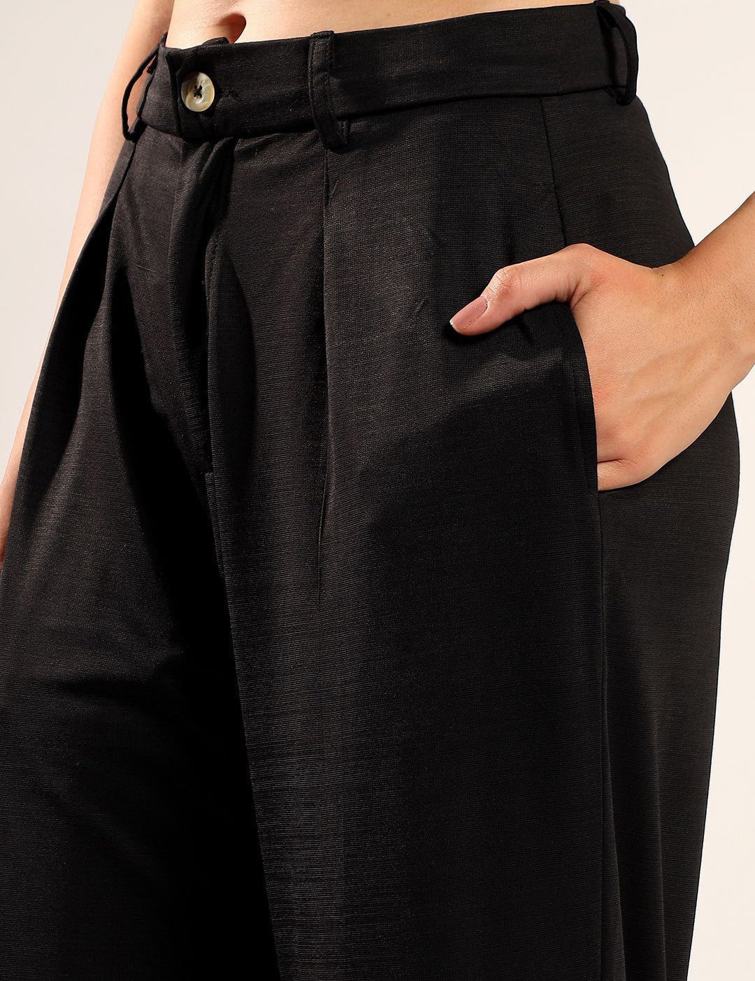 Kotty Women Relaxed High-Rise Wide-Leg Easy Wash Formal Trousers