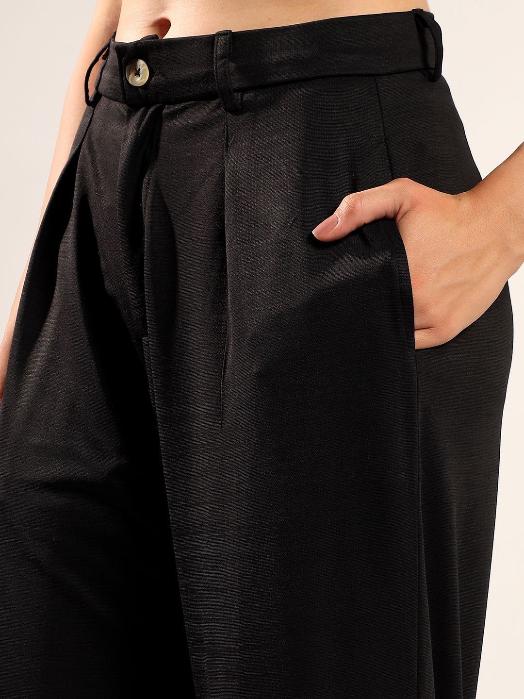 Kotty Women Relaxed High-Rise Wide-Leg Easy Wash Formal Trousers