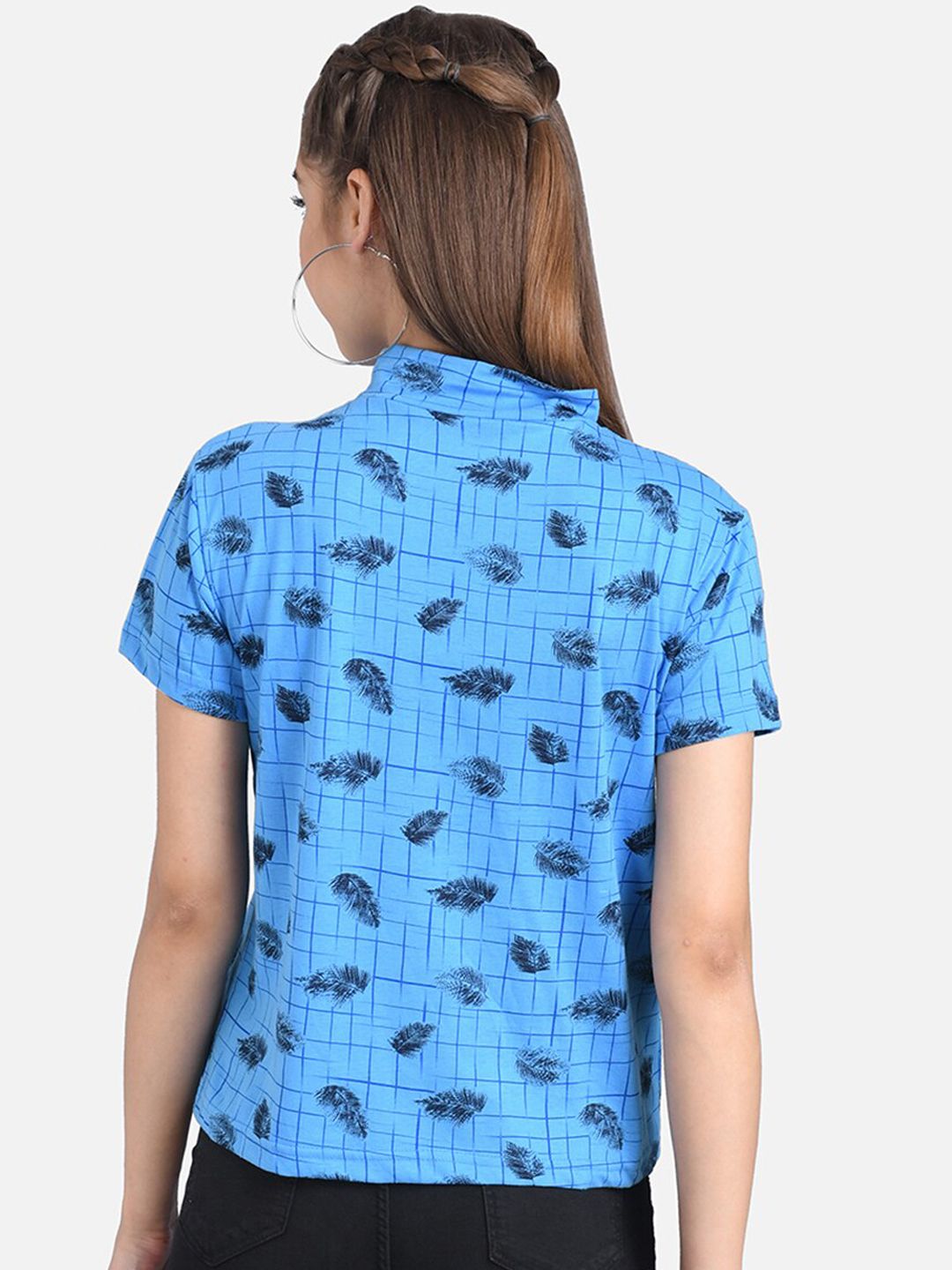 Kotty Women Blue Printed Pure Cotton Top