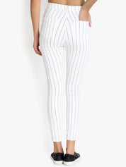 Kotty Women White & Black Skinny Fit High-Rise Clean Look Jeans