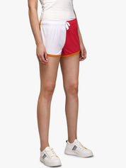 Kotty Women White & Red Colourblocked Regular Fit Shorts