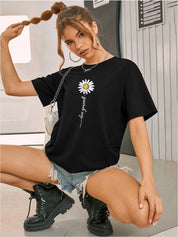 Kotty Floral Printed Oversize Cotton T-shirt