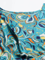 Kotty Floral Printed V-Neck Satin Midi Wrap Dress