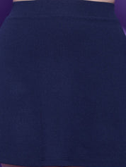 Stylecast X KOTTY Basics Blue Straight Hem Above Knee Length Skirt