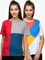 Kotty Women Pack Of 2 Colourblocked Round Neck T-shirt