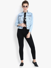 Kotty Women Blue Solid Denim Jacket