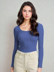 Kotty Women Solid Long Sleeves Fitted Top