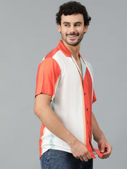 Kotty Men Cuban Collar Striped Casual Shirt