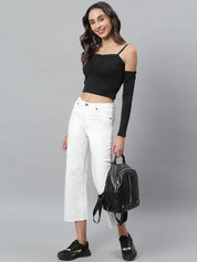 Kotty Women White Regular Fit Mid-Rise Clean Look Stretchable Jeans