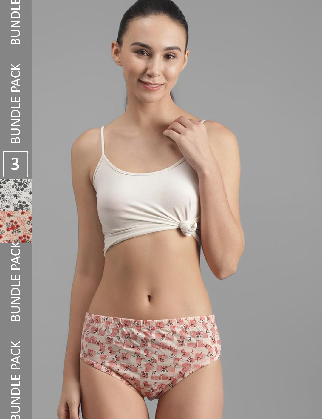 Kotty Women Pack Of 3 Floral Printed Cotton Hipster Briefs