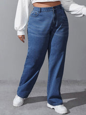 Kotty Women Plus Size Jean Wide Leg High-Rise Light Fade Stretchable Jeans