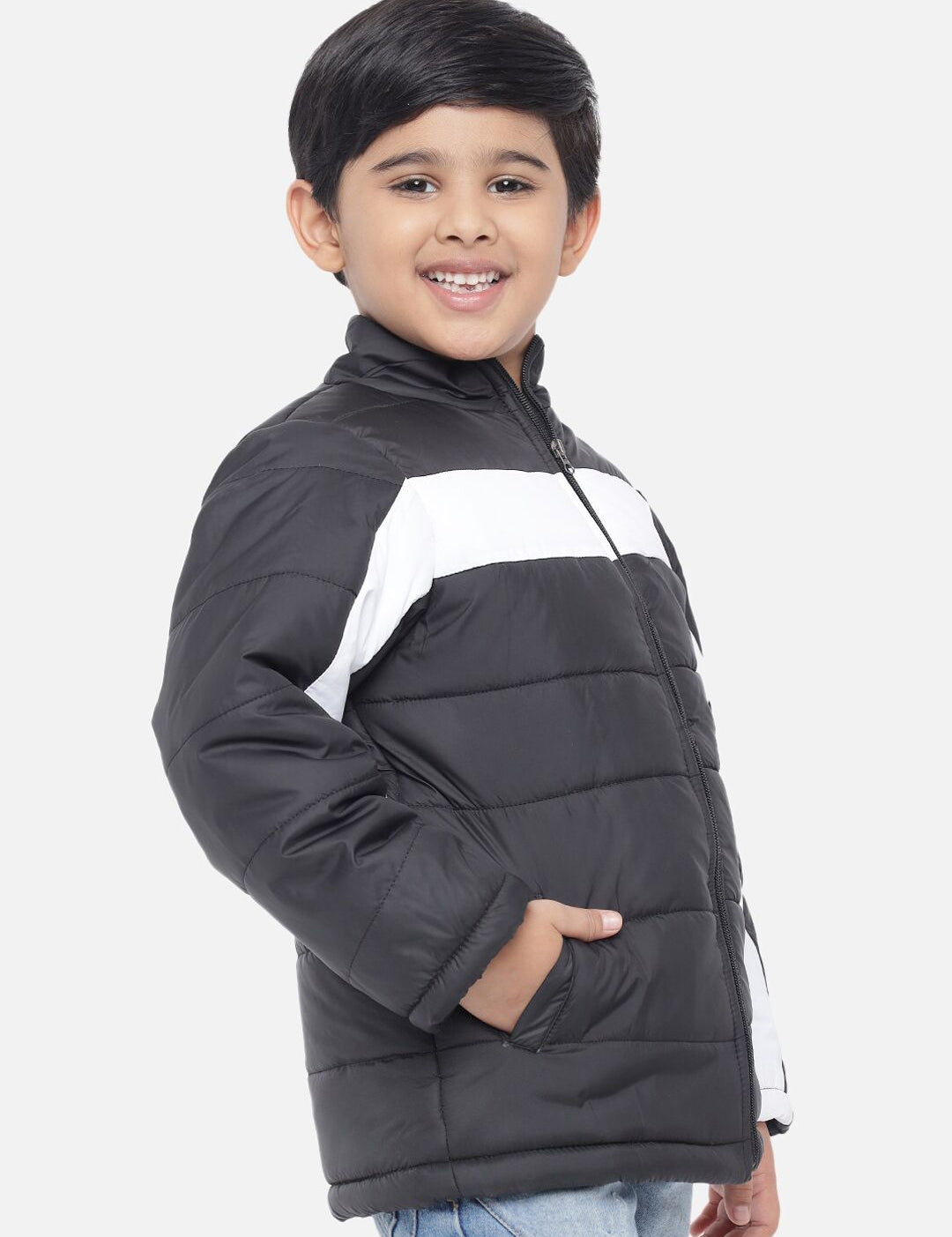 Kotty Boys BLack & White  Colourblocked Lightweight Puffer Jacket