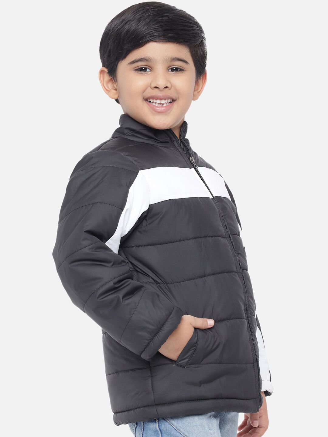 Kotty Boys BLack & White  Colourblocked Lightweight Puffer Jacket