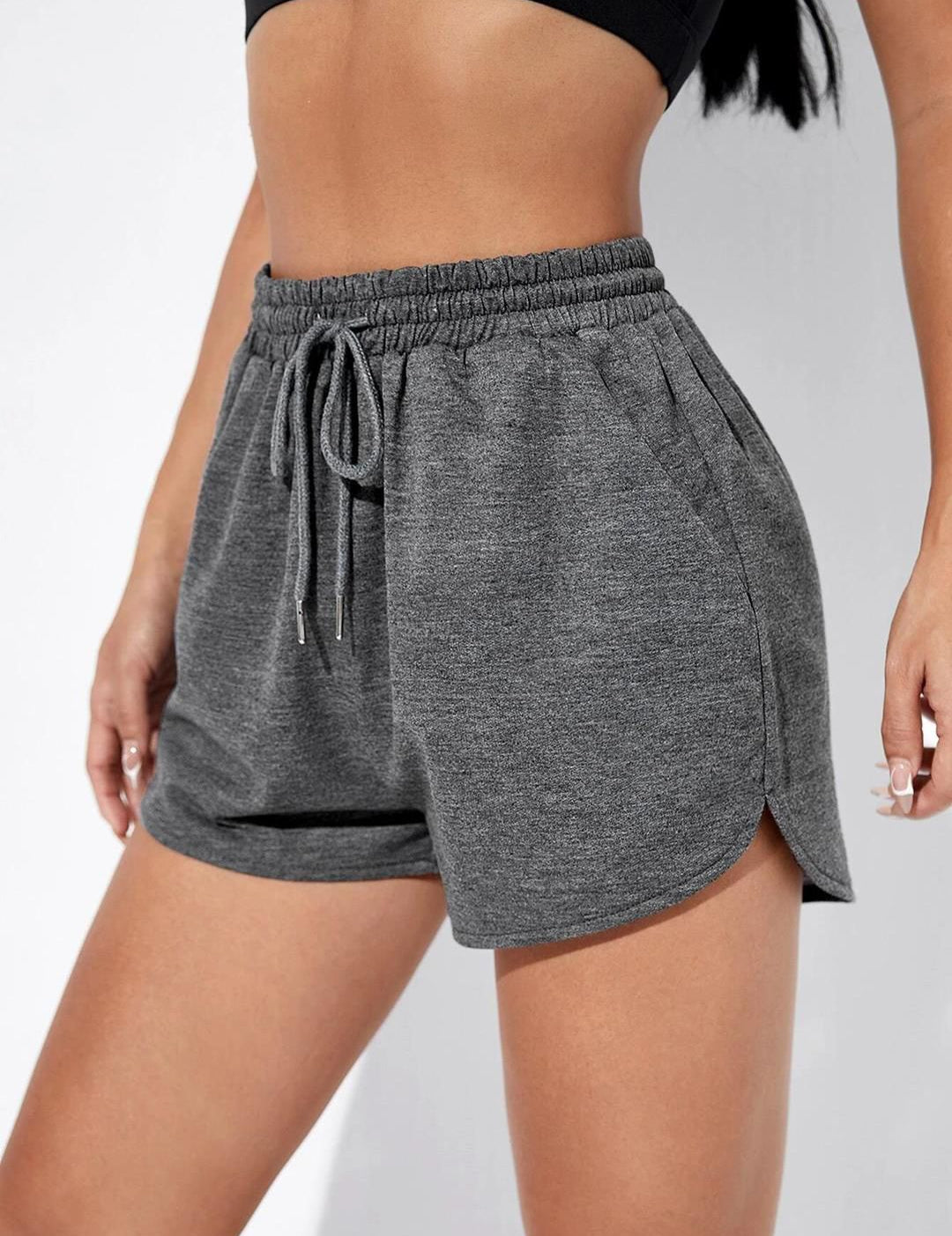 KOTTY Basics Women Grey Mid-Rise Running Sports Shorts