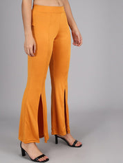 Kotty Women Yellow Flared High-Rise Bootcut Trousers