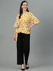 Kotty Floral Print Crepe Waist Tie-Up Top