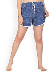 Kotty Women Blue Printed Lounge Shorts KTTSLEEPSHORTS226