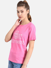 Kotty Women Pink Printed Round Neck T-shirt