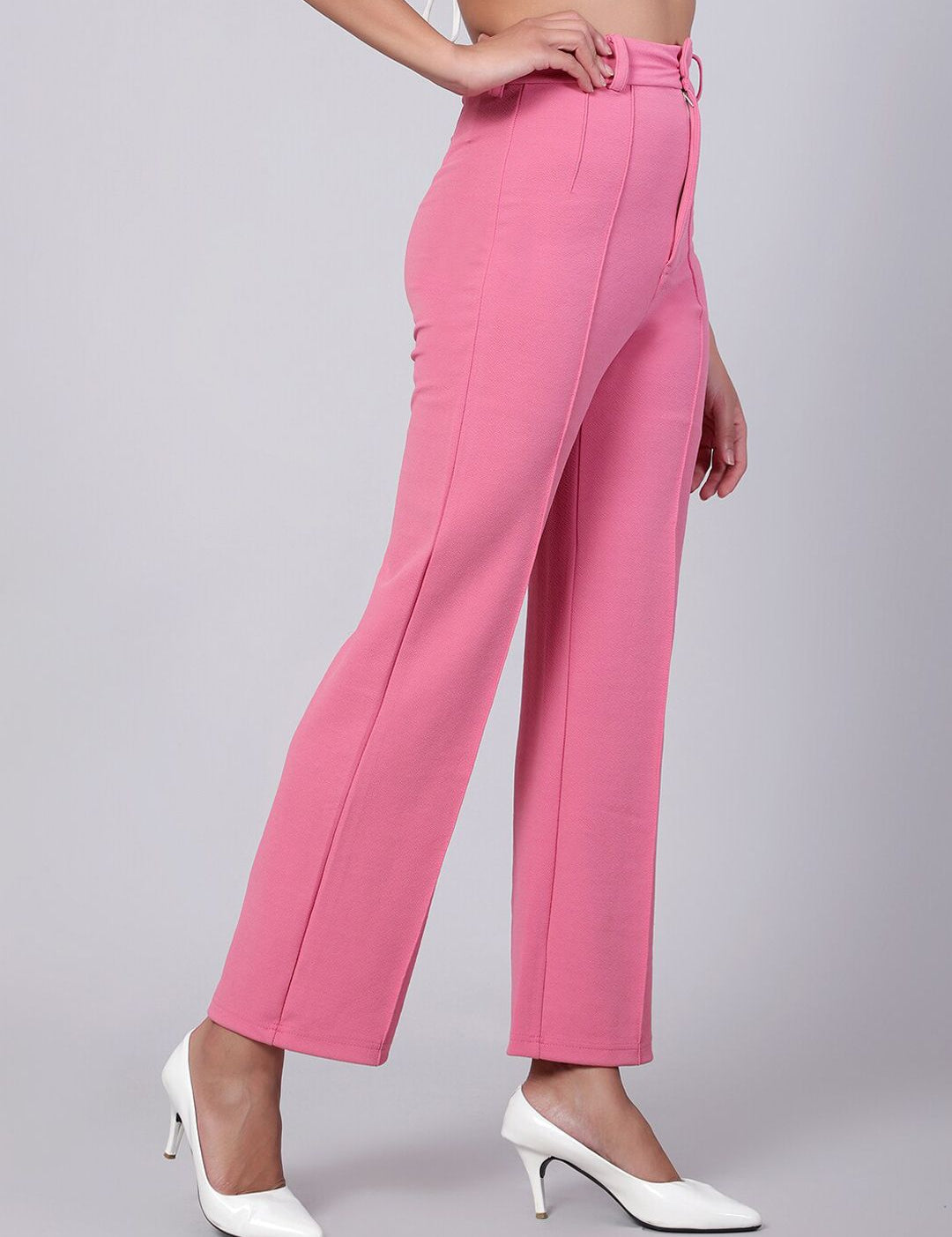 Kotty Women Relaxed Straight Fit High-Rise Easy Wash Trousers