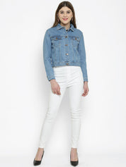 Kotty Women Blue Solid Denim Jacket
