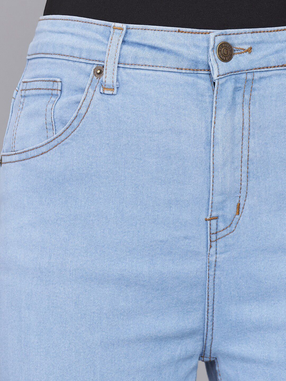 Kotty Women Turquoise Blue Flared High-Rise Slash Knee Jeans