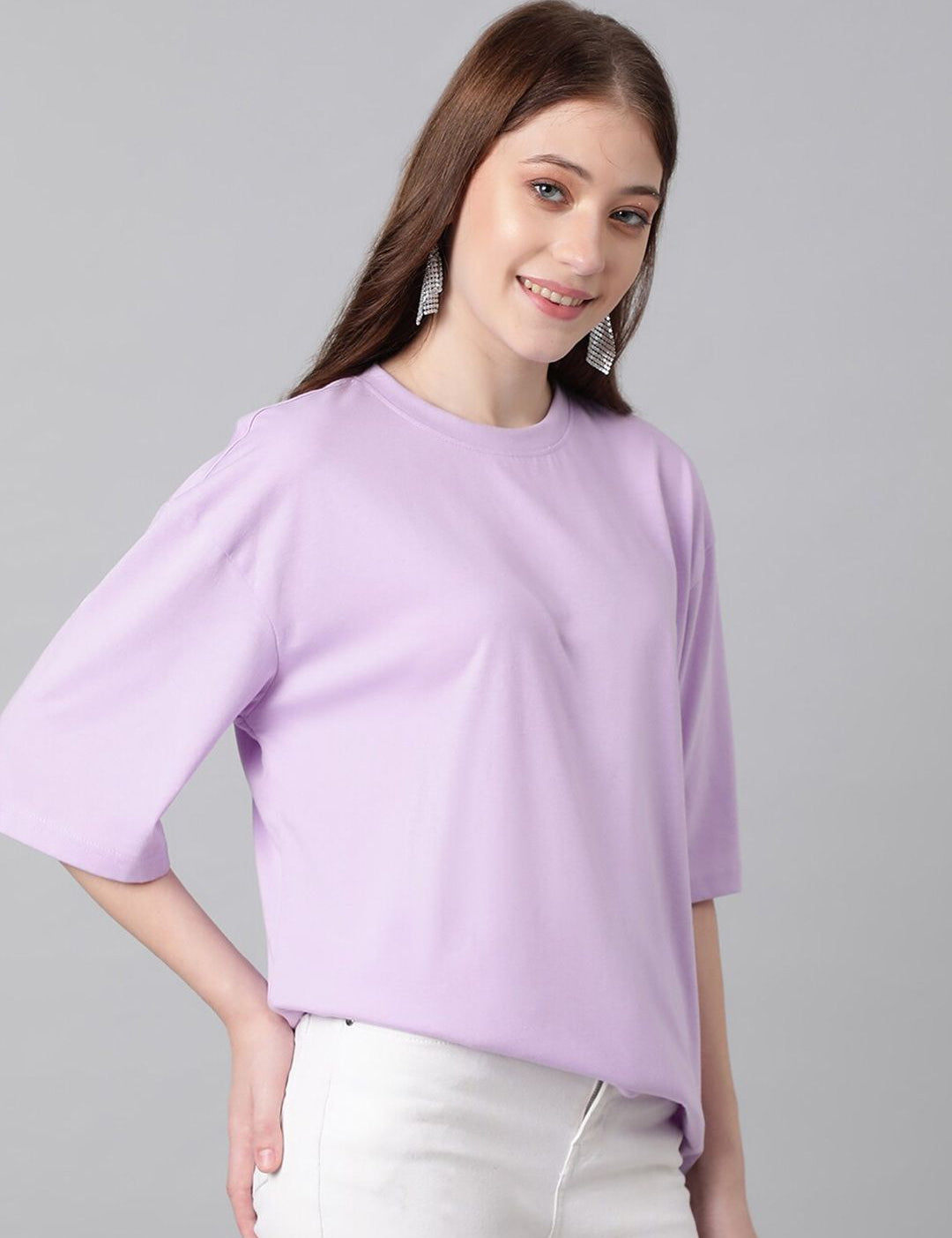 KOTTY Basics Basics Round Neck Drop-Shoulder Sleeves Oversized T-shirt