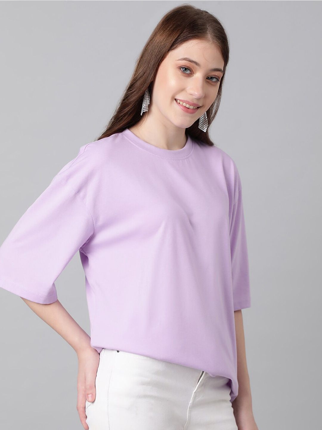 KOTTY Basics Basics Round Neck Drop-Shoulder Sleeves Oversized T-shirt