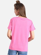 Kotty Women Pack Of 2 Yellow & Pink Printed Round Neck T-shirts