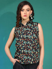 Kotty Women Abstract Printed Shirt Collar  Top