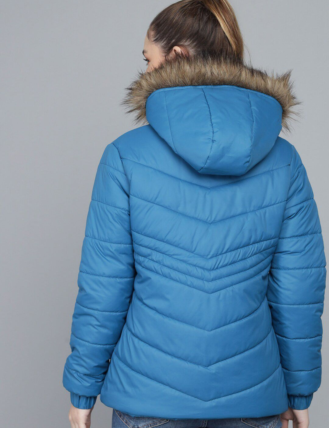 Kotty Women Blue Lightweight Longline Puffer Jacket