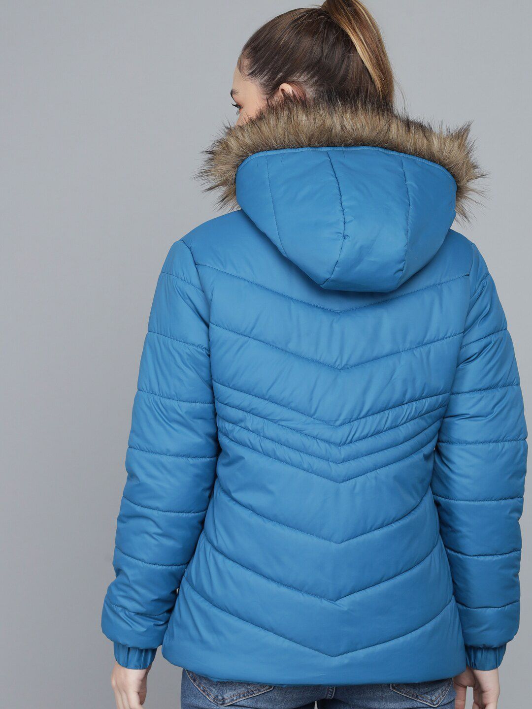 Kotty Women Blue Lightweight Longline Puffer Jacket