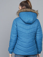 Kotty Women Blue Lightweight Longline Puffer Jacket