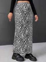 Kotty Printed Straight Midi Skirts