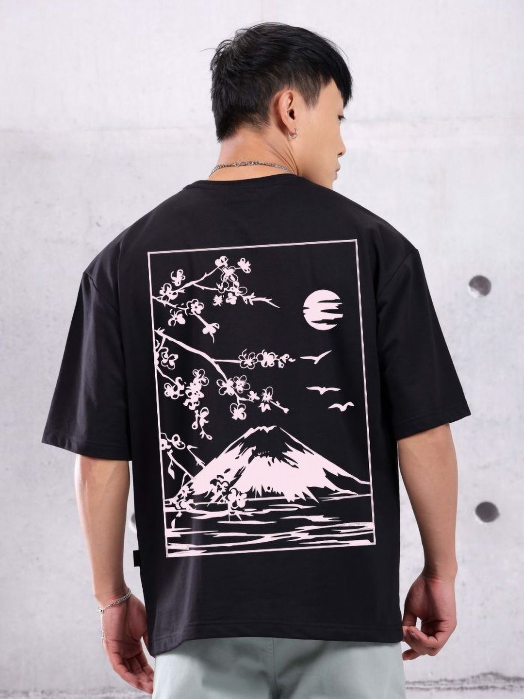 Kotty Men Graphic Printed Round Neck Cotton Oversized T-shirt