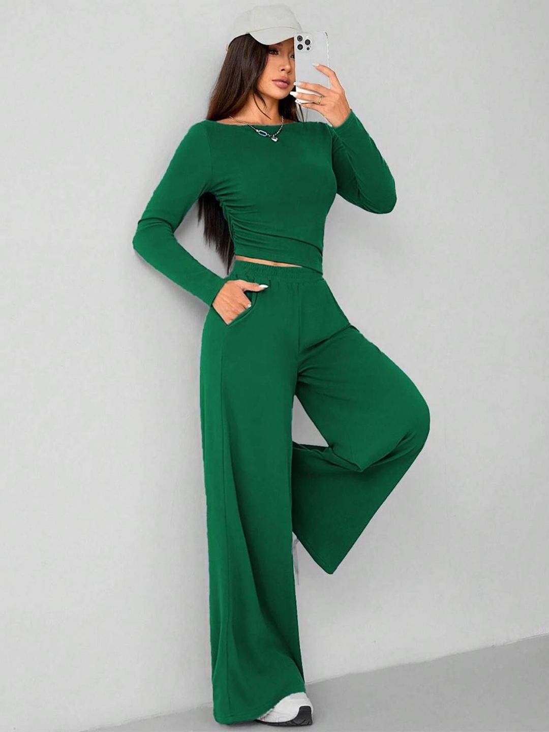 Kotty Women Boat Neck Top With Trousers Co-Ords