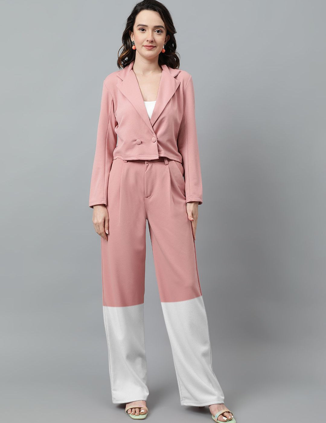 Kotty Women Colourblocked High-Rise Easy Wash Trousers