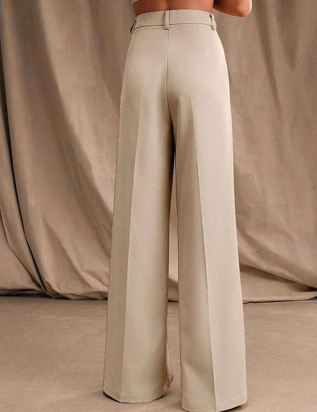 Kotty Women Relaxed Straight Fit High-Rise Pleated Wide Leg Trousers