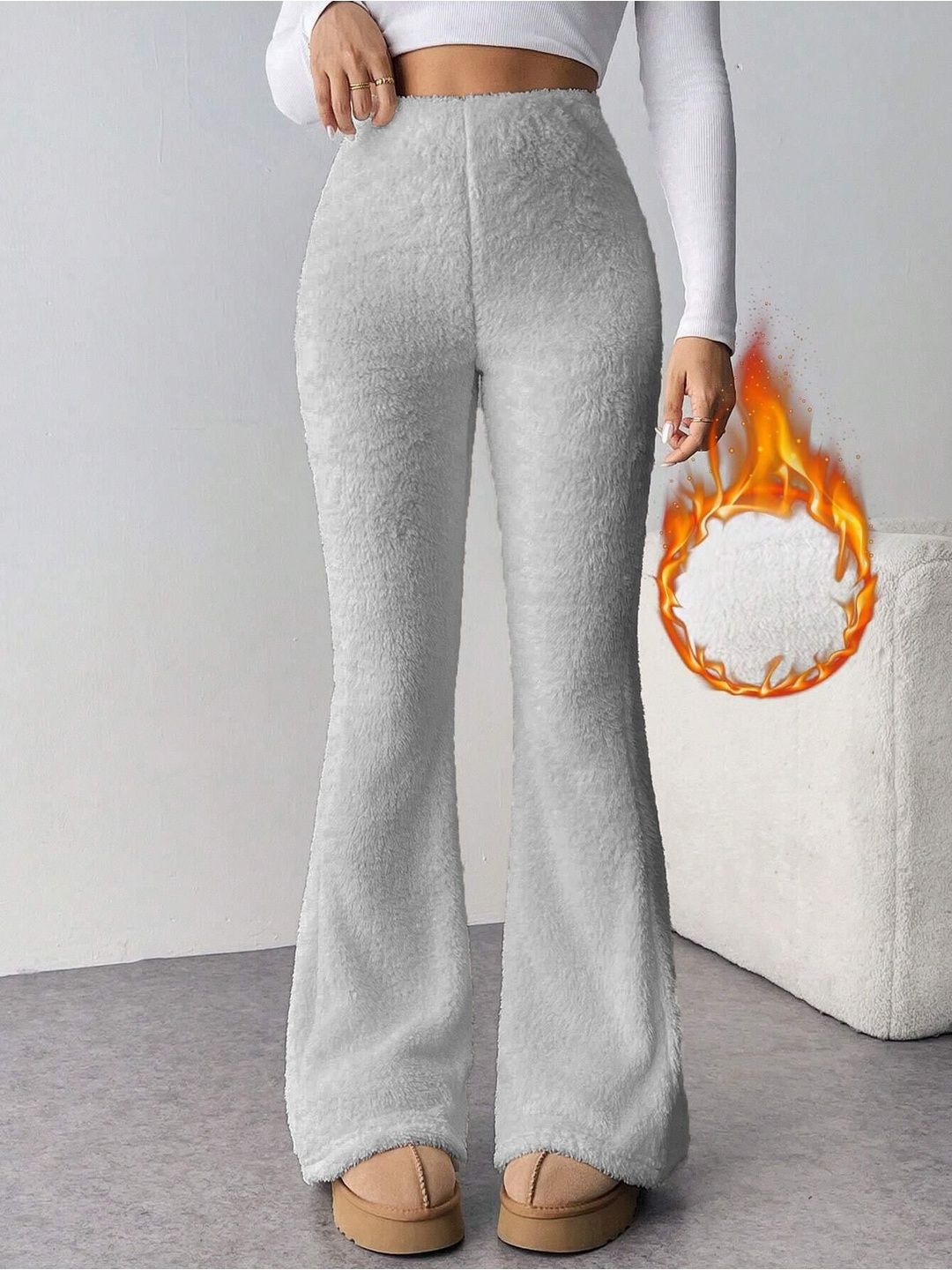 Kotty Women Bootcut High-Rise Easy Wash Woollen Trouser