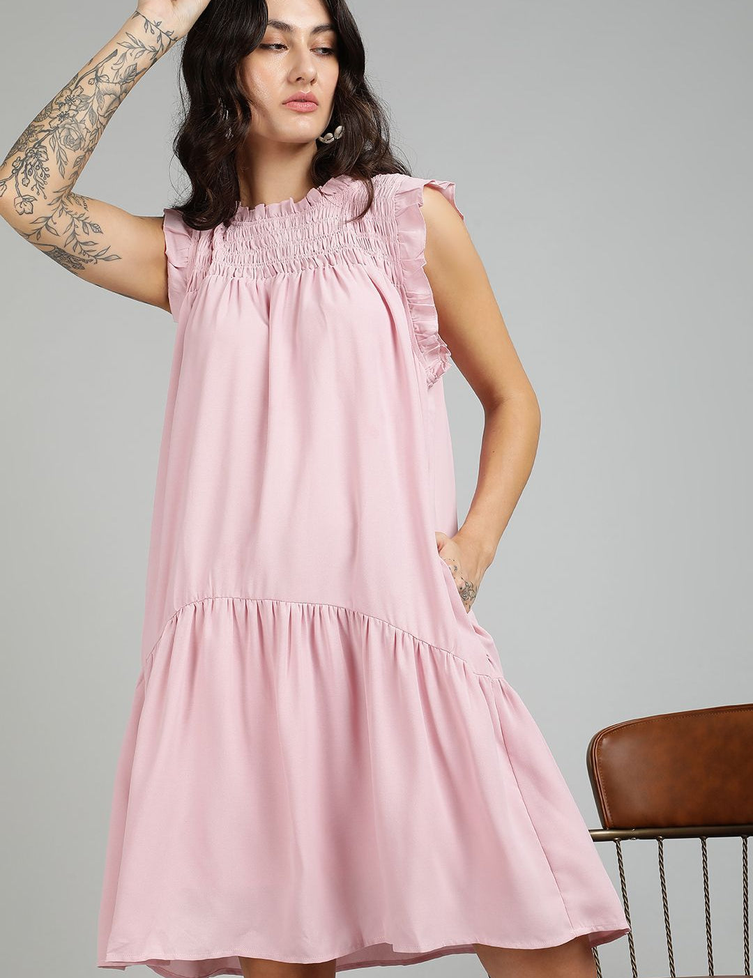 Kotty Women Flared Sleeve A - Line Dress