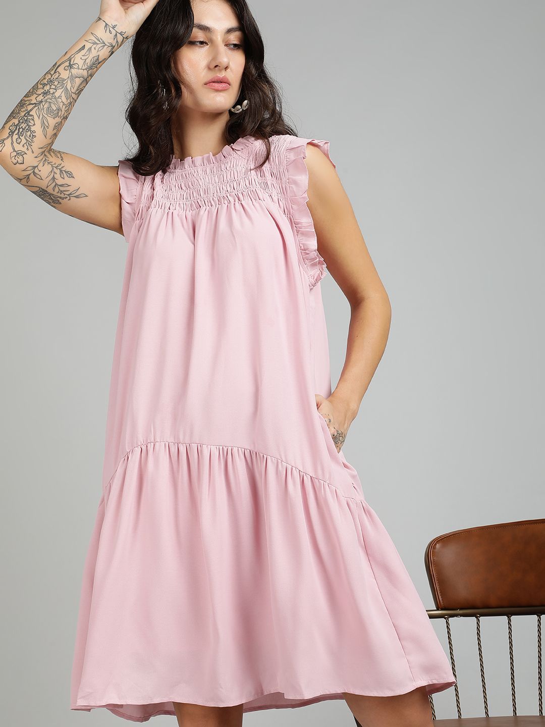 Kotty Women Flared Sleeve A - Line Dress