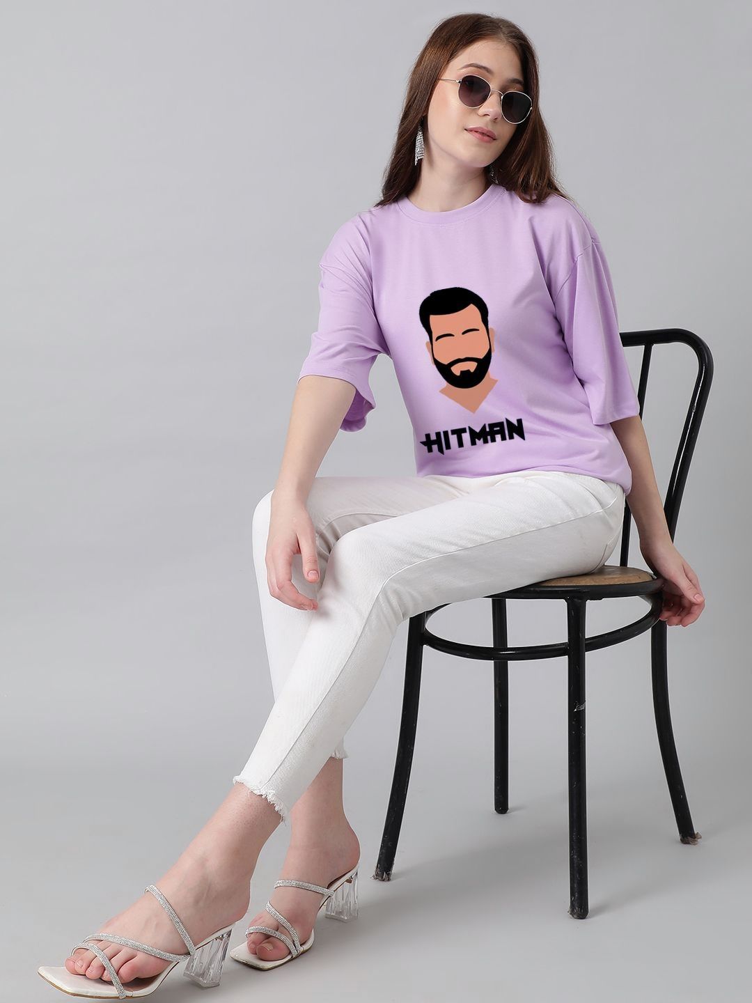 Kotty Women Graphic Printed Round Neck Cotton Oversized T-shirt