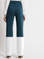 Kotty Women Colourblocked High-Rise Straight Fit Easy Wash Regular Trousers